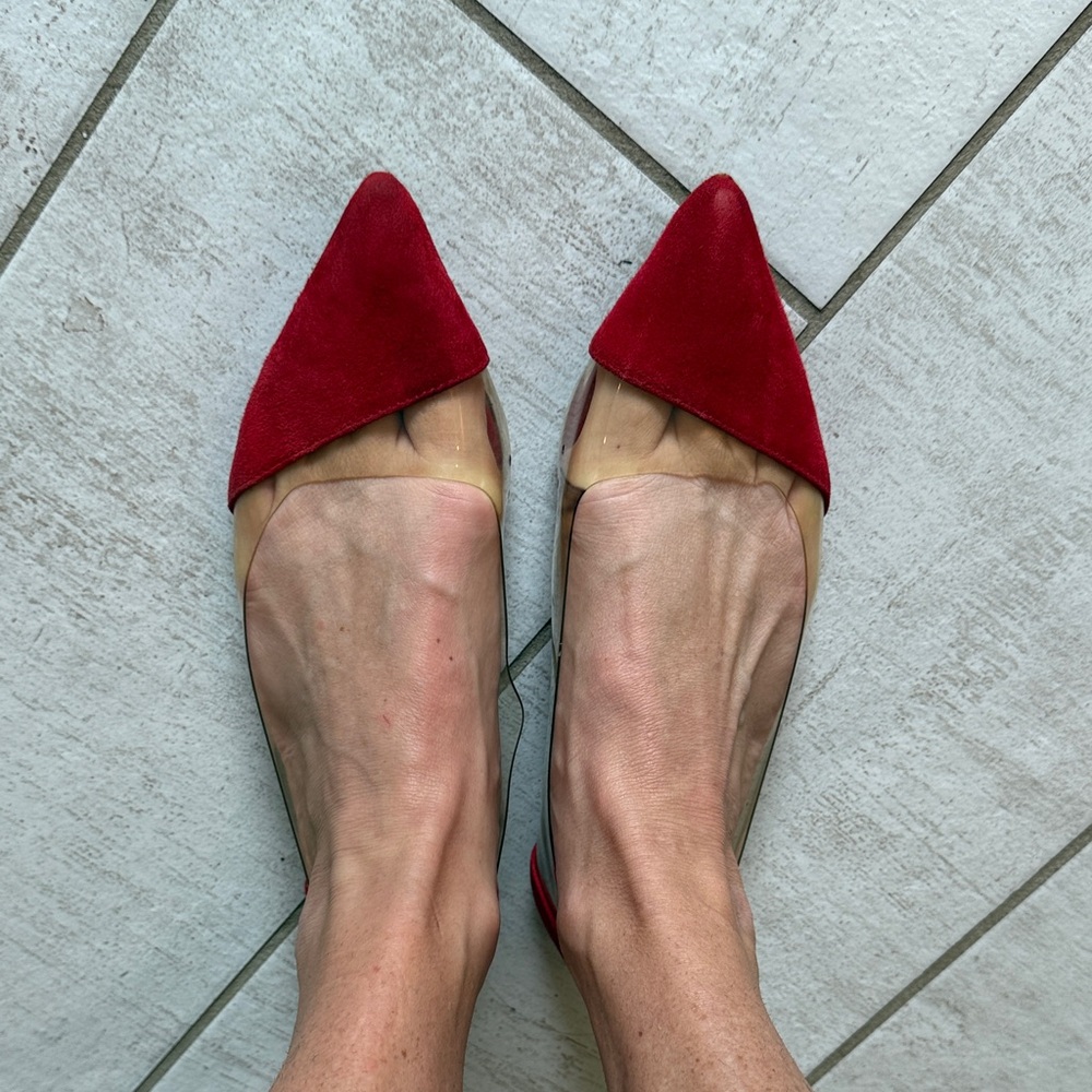 RAYE Red Suede Pointed Flats - Picture 7 of 8
